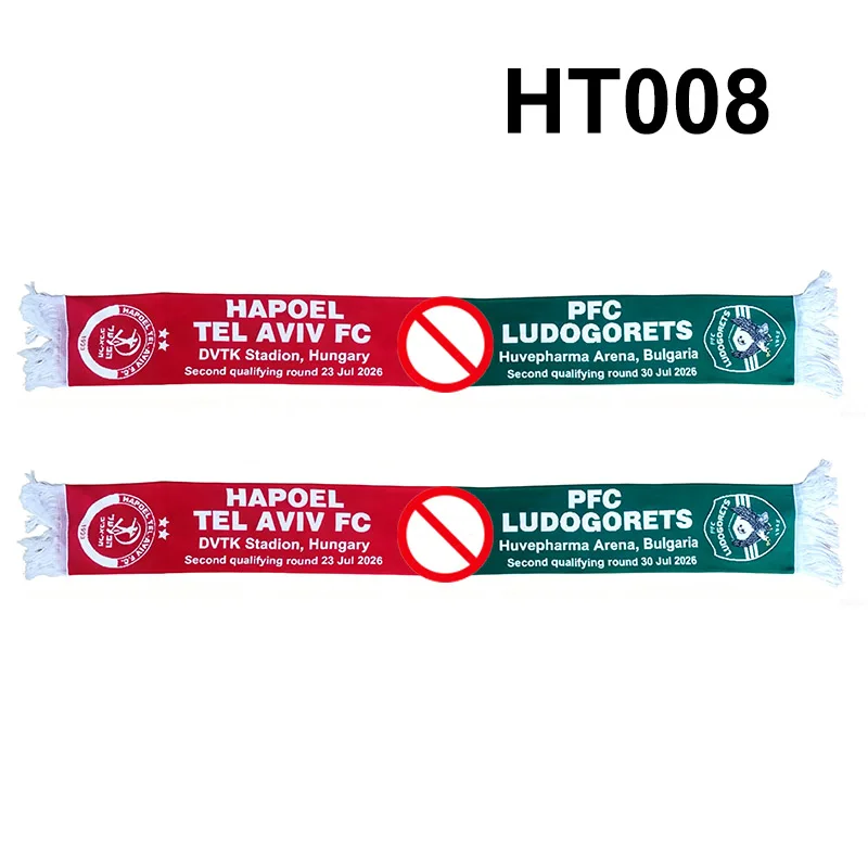 145*18 cm Size 26-27 Hapoel Tel Aviv FV PFC Ludogorets Razgrad Scarf for Fans Double-faced Knitted HT008