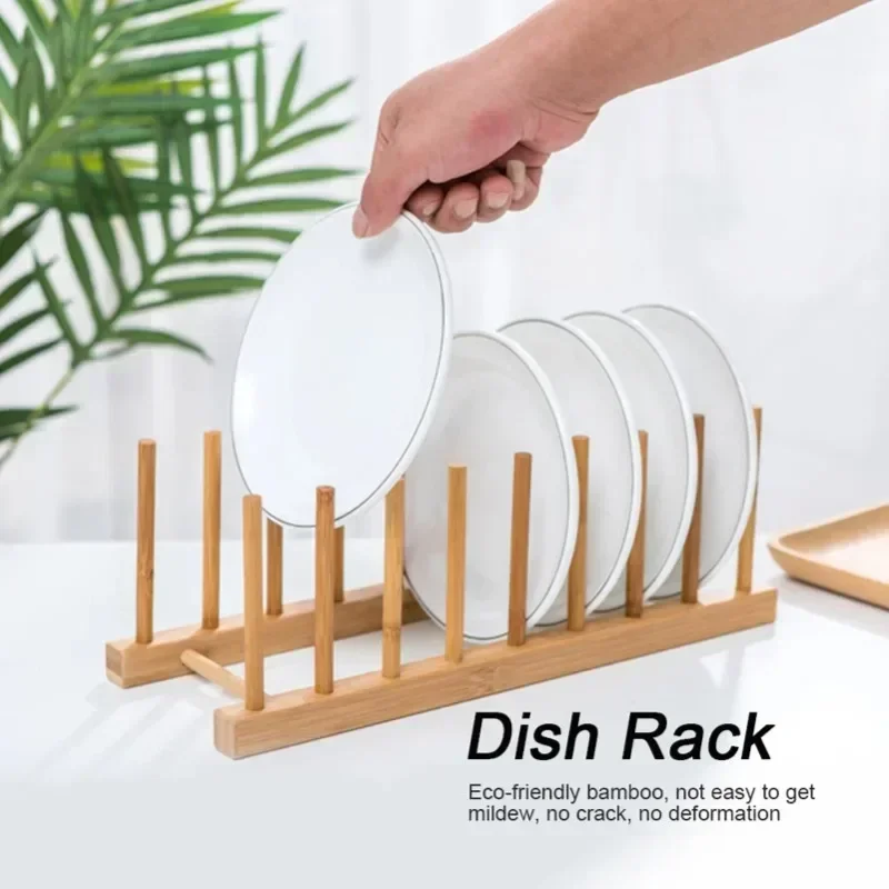 1 Set Kitchen Dish Drain Rack Dinnerware Storage Organizer Tray Plate Drying Shelf Wooden Book Cups Display Stand Drainer Holder