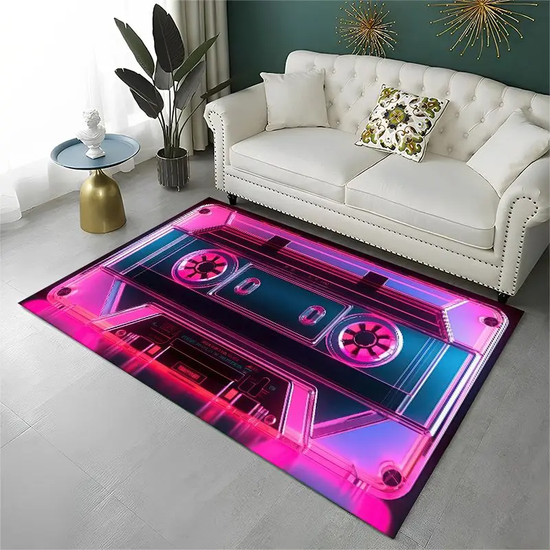 Retro Tape Cassette Music Large Area Rug Non-slip Durable Carpet for Bedroom Living Room Sofa Doormat Home Decor Floor Mat Gift