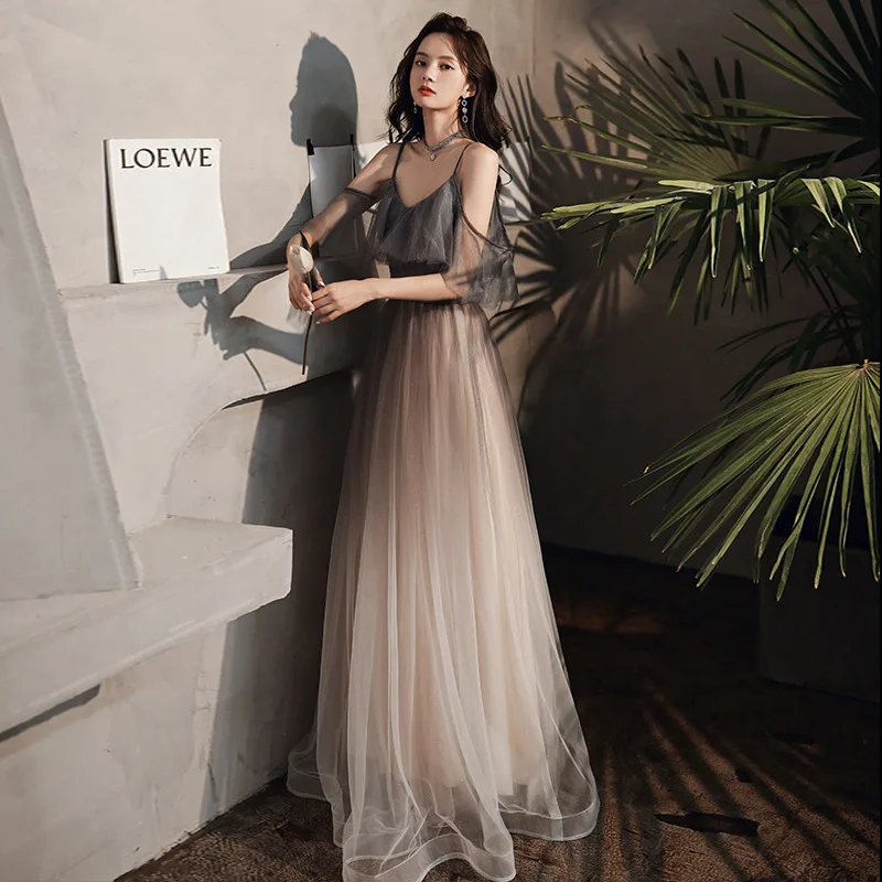 Elegant Sling Long Prom Evening Guest Dresses For Women  Sexy 2023 Summer Neck Backless Chiffon Lace Wedding Party Maxi Dress