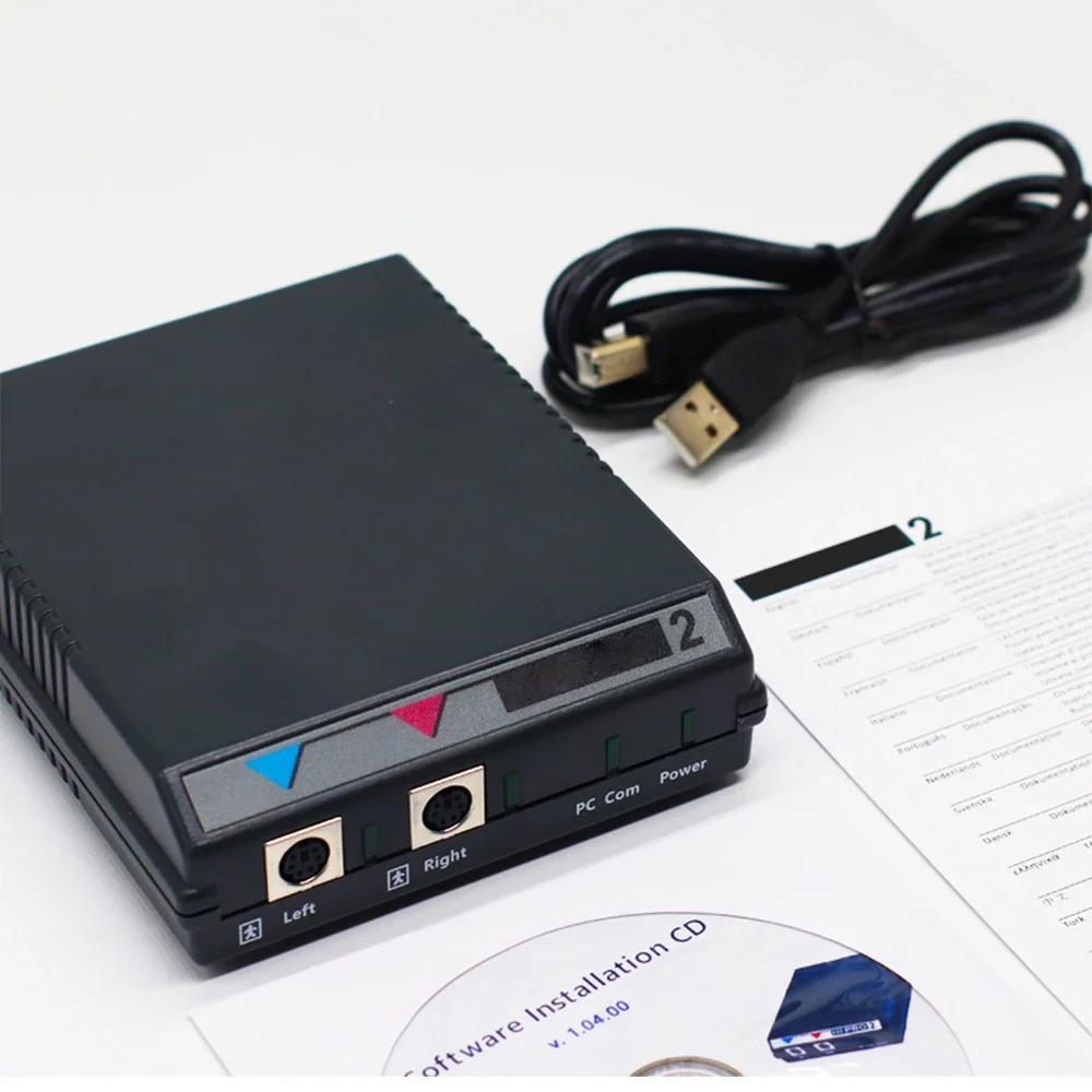 Programador USB 5X Hipro 2 compatível com aparelhos auditivos Phonak, Resound, Signia, Rexton e Oticon para programação de aparelhos auditivos digitais.