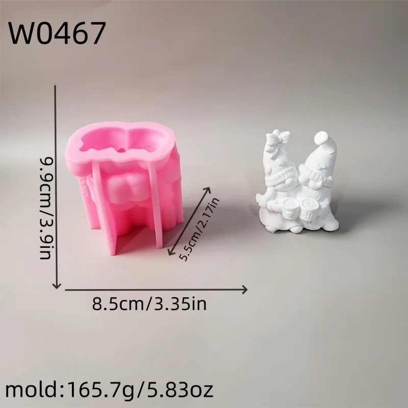 قطعتان من قالب السيليكون لعيد الحب للشموع ثلاثية الأبعاد، تماثيل الجص، ديكور المنزل من راتنجات الإيبوكسي