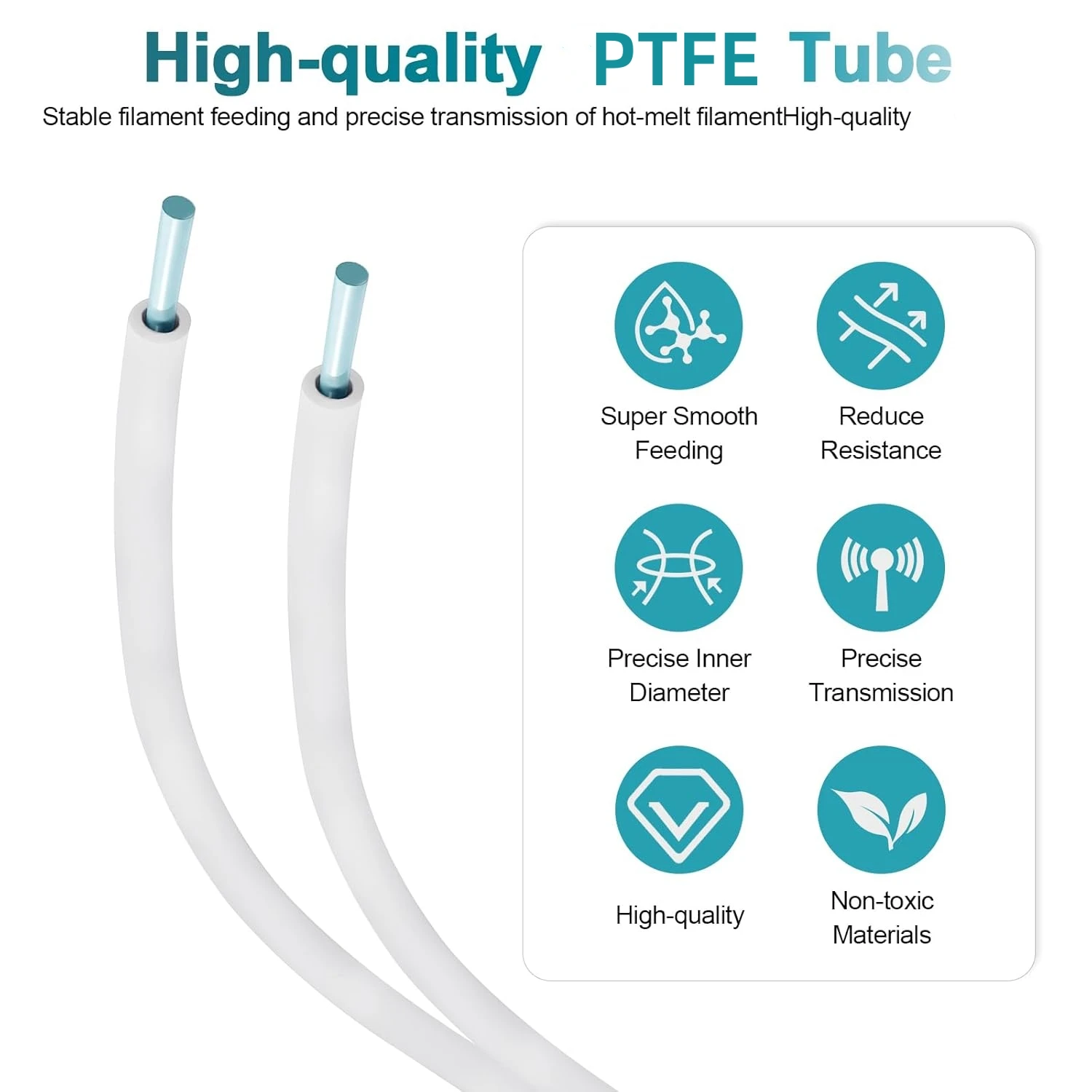 For BBL PTFE Tube 2.5mm ID×4mm OD, for BBL AMS X1/ X1C/ P1P/ P1S/ A1/ A1 Mini, Prusa MMU3/ Direct Drive Extruder