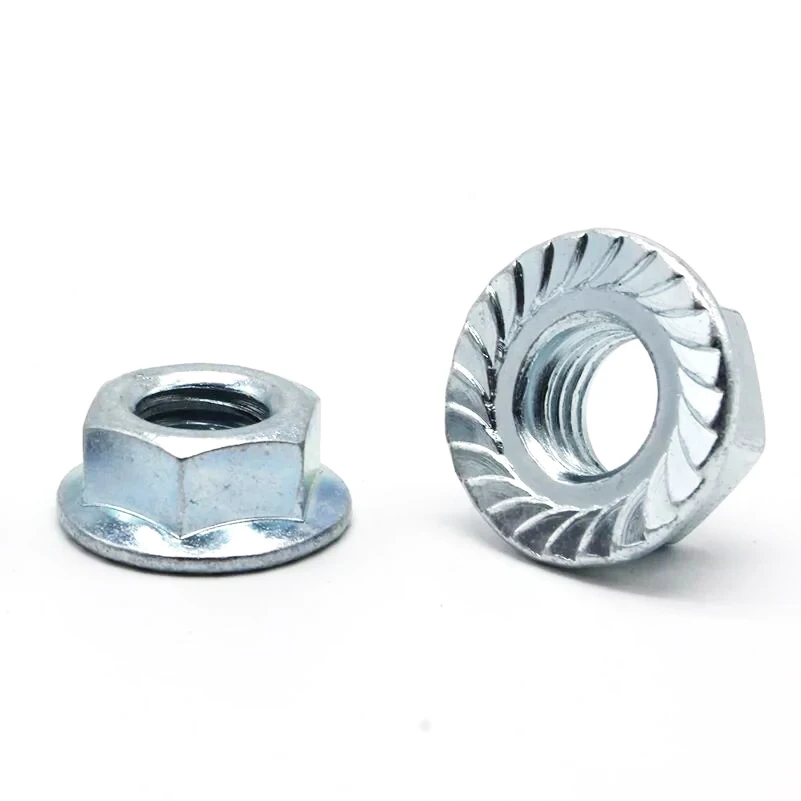 Fine Thread Hex Flange Nut M8*1.0 M10*1.0 M10*1.25 M12*1.25 M12*1.5 M14*1.5 M16*1.5 Carbon Steel Zinc Plated Lock Nut