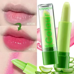 Bálsamo labial hidratante de aloe vera, batom de mudança de cor, duradouro, impermeável, hidratante, maquiagem, cosméticos coreanos