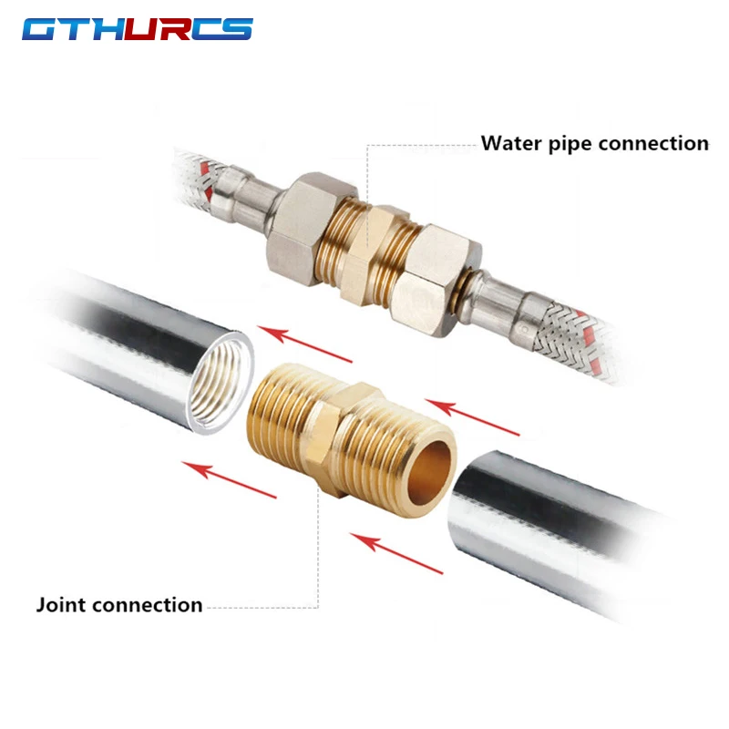 Brass Pipe Hex Nipple Fittings Quick Coupler Adapter 1/8 1/4 3/8 1/2 3/4 1 BSP Male to Males Thread Water Oil Gas Connectors