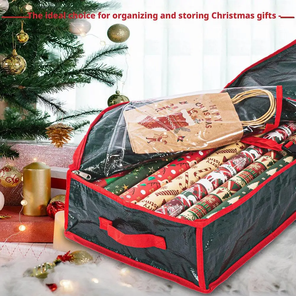 Storage Box Xmas Tree Pouch Outdoor Christmas Container Wrapping Paper Bag Weave Carrying