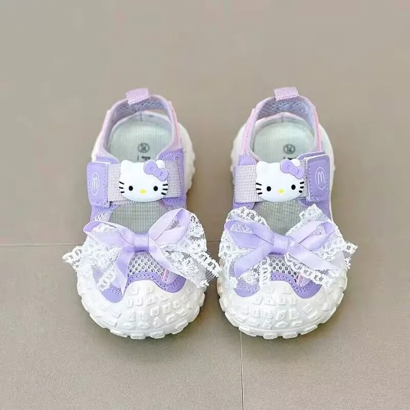 Sepatu Putri Ins Anime Sanrio Kawaii Hati Feminin 2025 Hadiah Sandal Olahraga Anak-anak Bersol Lembut Mode Lucu Musim Panas Baru