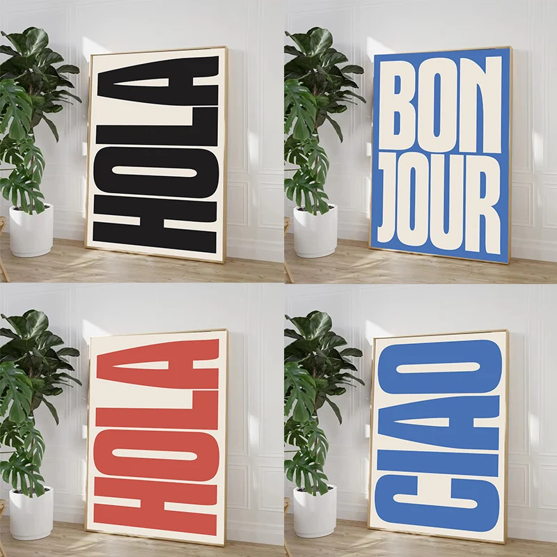 Minimalism Decor Posters Ciao Amore with Love Bonjour Quotes Wall Art Canvas Painting Prints Living Room Home Decoration