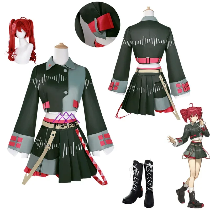 

Popular Virtual Idol Cosplay Costume Anime Kasane Teto Role Playing Clothes Uniform Dress for Women Comic Con Party Shoes Wig