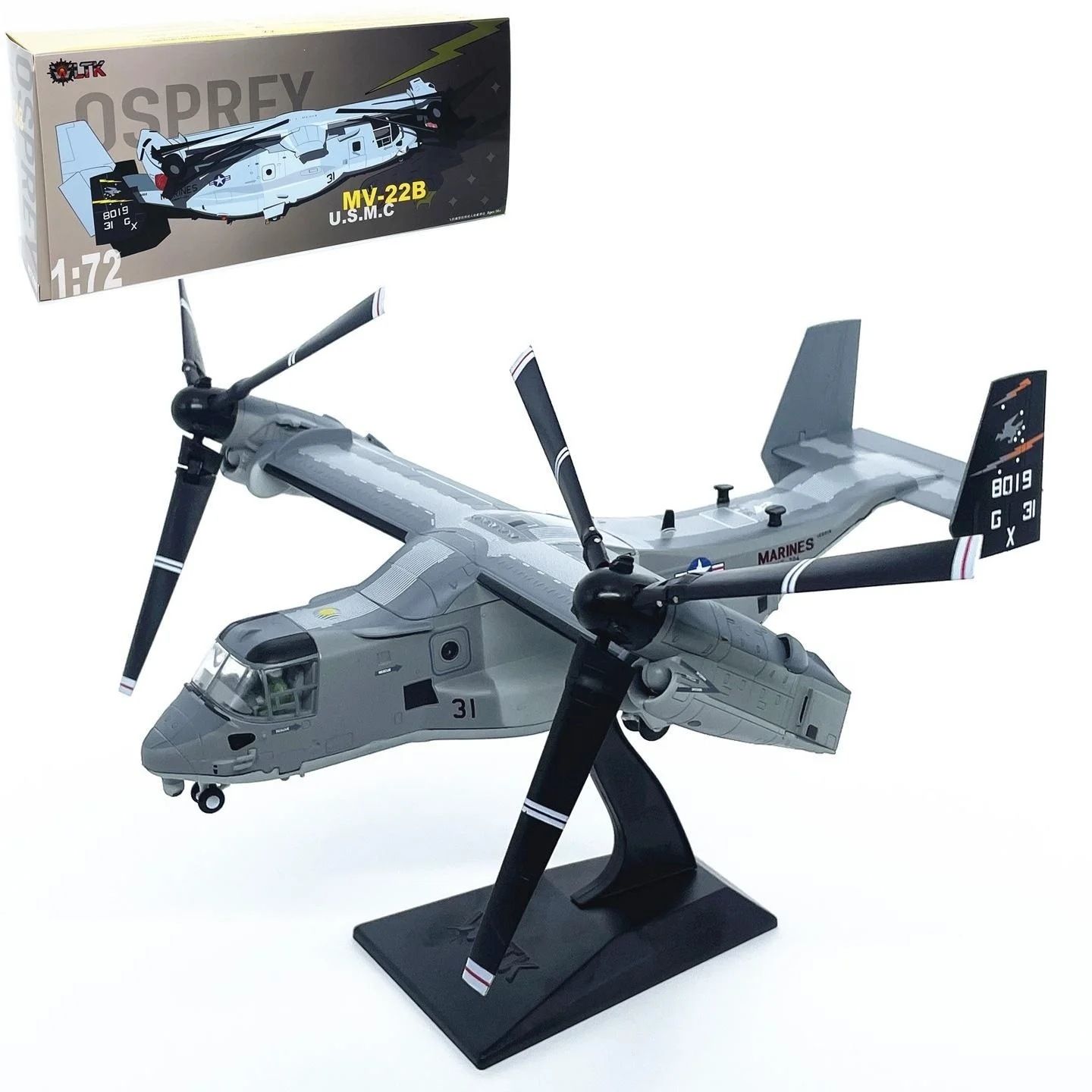 1:72 Scale US MV-22B Osprey Transport Helicopter Alloy Aircraft Model Diecast Airplanes For Military Static Display With Base