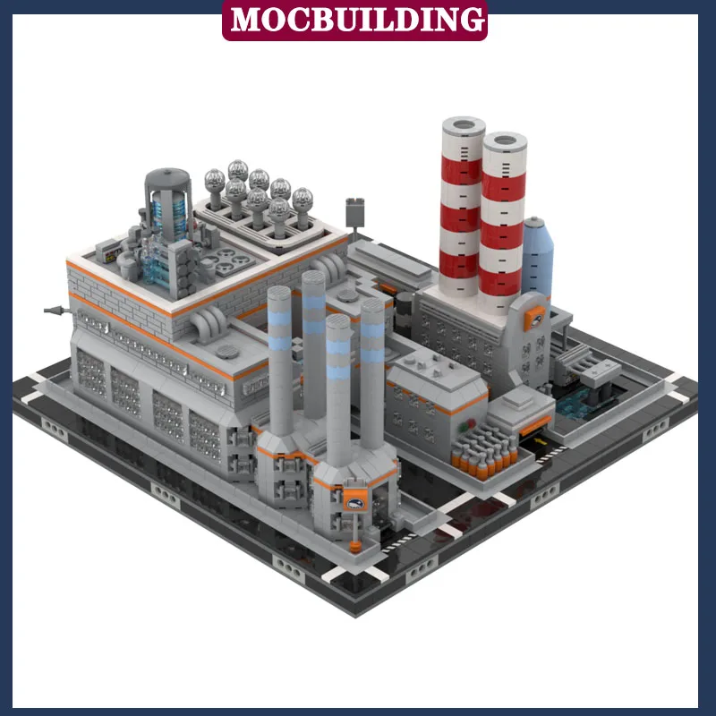 Micropolis Power Plant Building Industrial Model Building Block Assembly MOC Town Cleaning Collection Series Toys