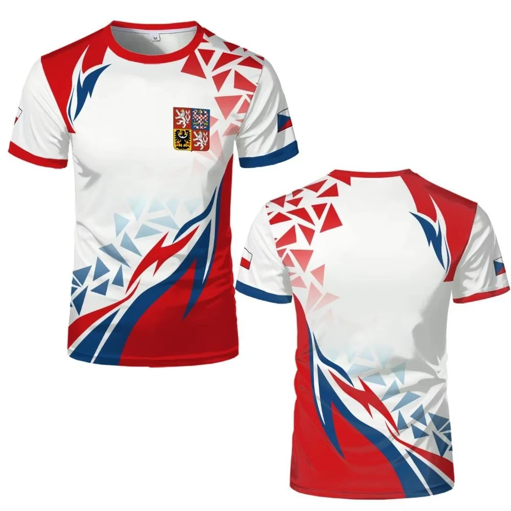 Men's breathable polo shirt, Czech Republic flag color matching printed fan shirt view 3
