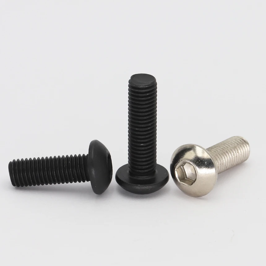M7 1mm Pitch 12-60mm Fine Thread GB7380 12.9 Grade Nickle Plating Black Hexgaon Socket Button Pan Round Allen Head Bolt Screw