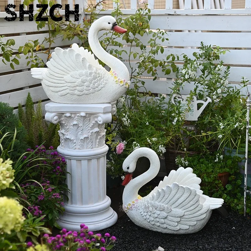 Creative Swan Shaped Flower Pot Large Animal Statue for Garden Decor Cartoon Planter for Balcony Classic Bonsai Pot for Indoor