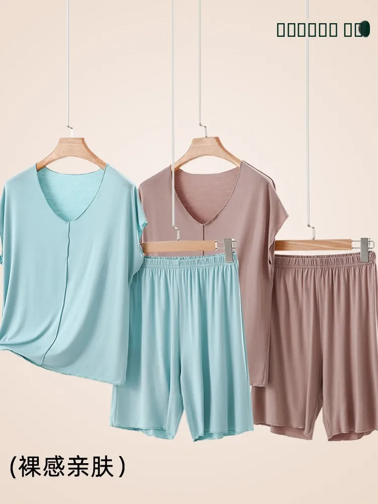 

Modal Home Clothes Set Women Summer Thin Casual Svel Two-piece Loose round Ne Spwear Comfortable Breathable Lightw...