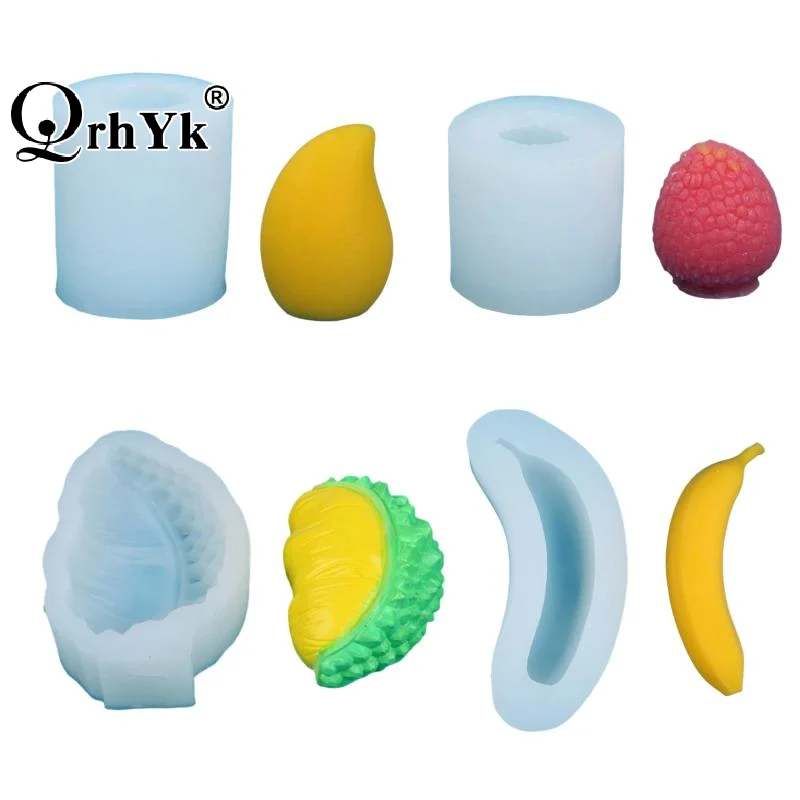 3D Fruit Silicone Mold Mango Banana Duria Lychee For Candle Aromatherapy Craft Making Cake Chocolate Fondant Baking Mold