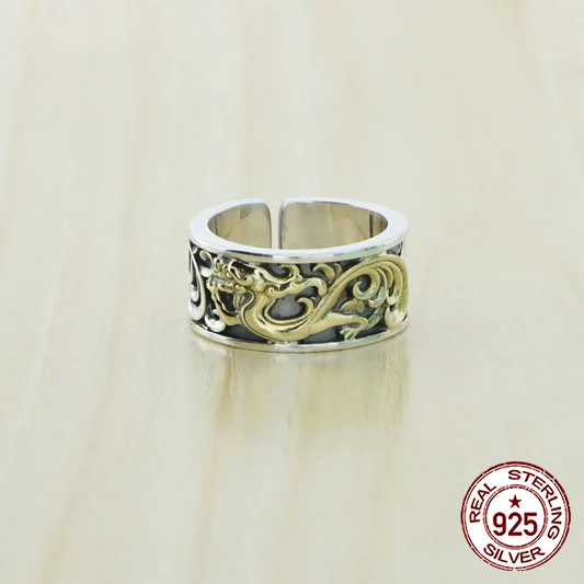 S925 Sterling Silver Ring Retro Zodiac Dragon  Stylish and trendy accessories with personality  Gifts for Lovers