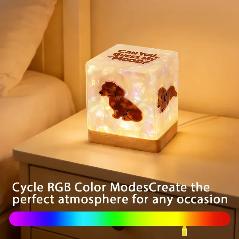 Custom White Acetate Dachshund Night Light Marble Base LED Desk Lamp Soft Glow Sleep Aid for Kids Nursery Bedroom Decor Gift