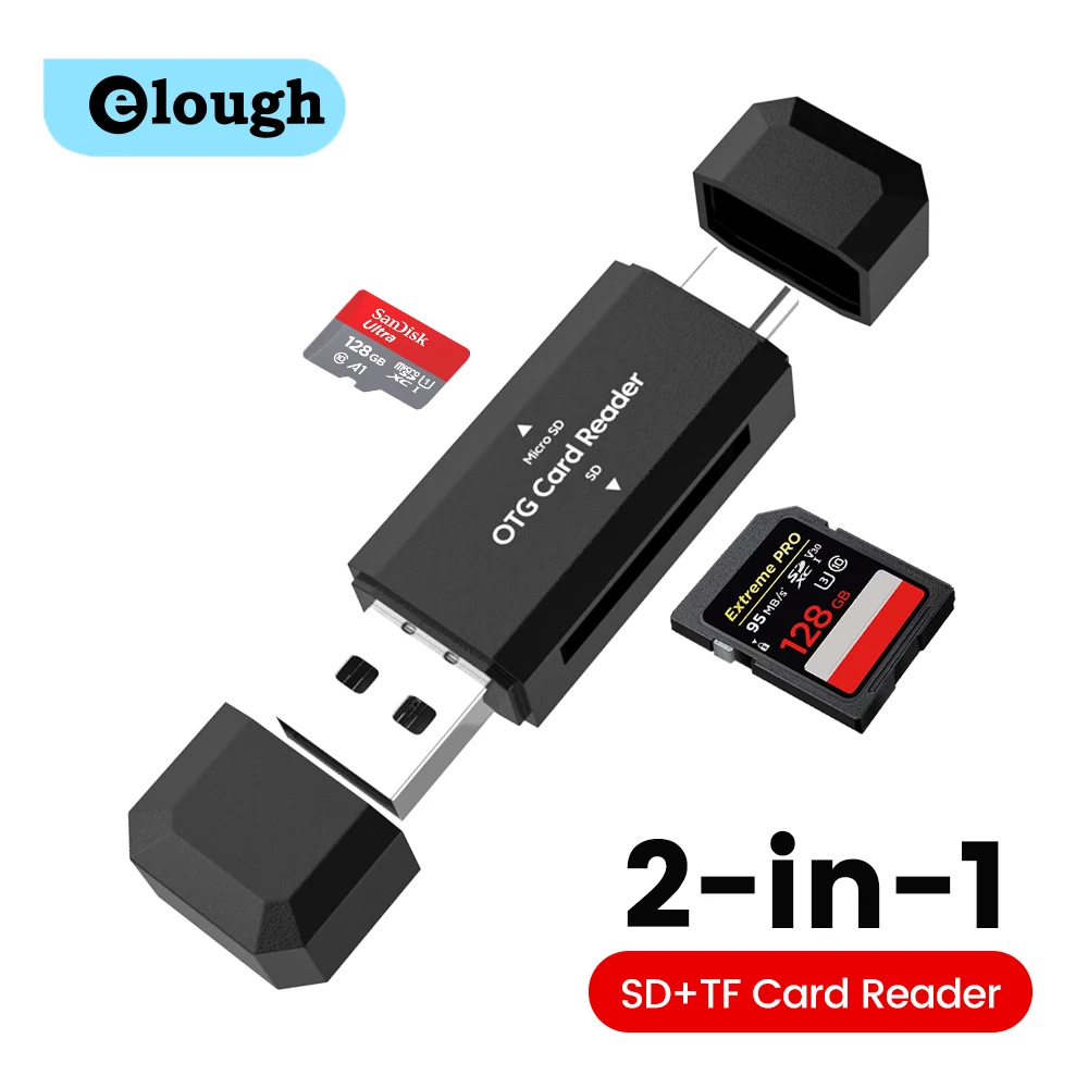 USB Type C Card Reader 2-in-1 Reader Mirco SD TF Memory Card USB 2.0 Flash Drive Cardreader Adapter For PC Laptop Accessories