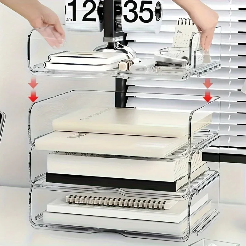 

2pcs Advanced Office Desktop Organisers And Lockers, Stackable Files, Desktop File Holders, Neat File Folders, Book And Paper