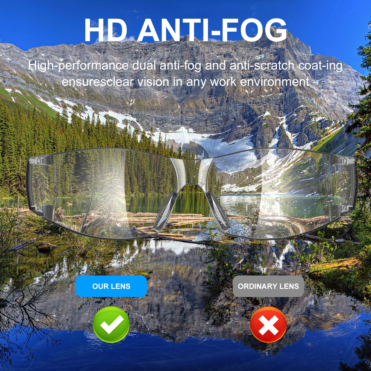 نظارات أمان شفافة للجنسين مضادة للخدش، عدسات مقاومة للصدمات، CE ANSI Z87، مختبر إطلاق النار في البناء