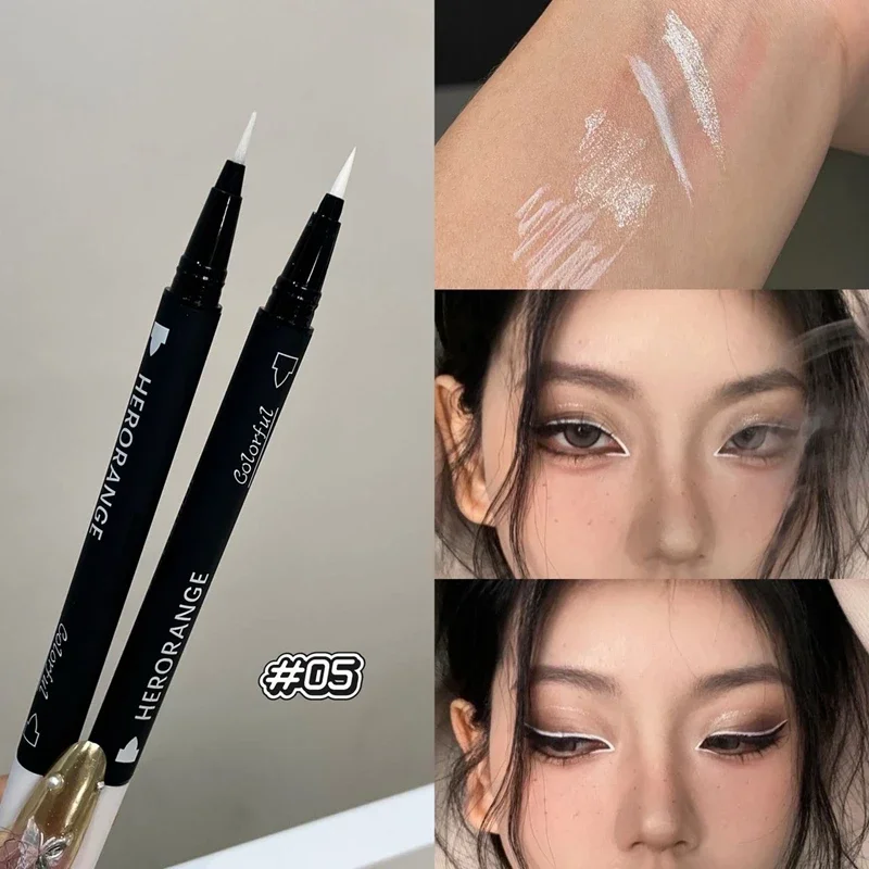 더블 헤드 쉬머 매트 화이트 리퀴드 아이라이너 펜 컬러 아이라이너 펜슬 빠른 건조 비스머지 글리터 블루 옐로우 아이 메이크업