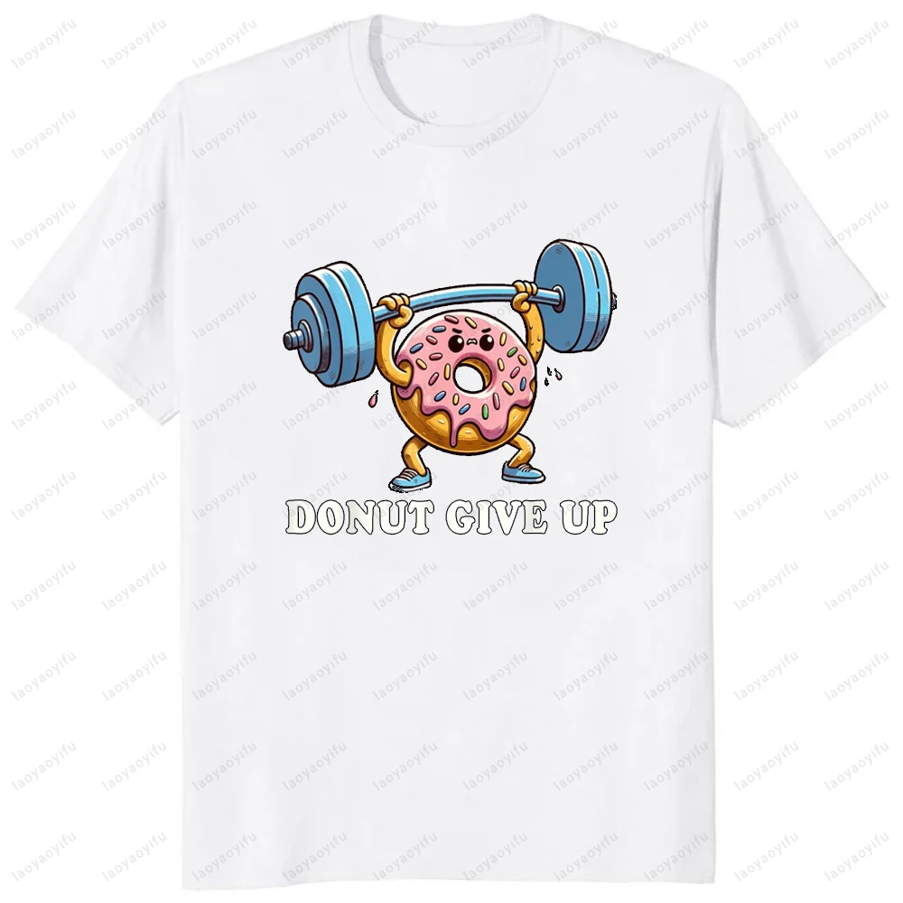 

Забавная футболка для фитнеса и тренировок в тренажерном зале с пончиками для влюбленных, повседневная модная свободная уличная одежда в стиле хип-хоп, мужская футболка, дышащая футболка