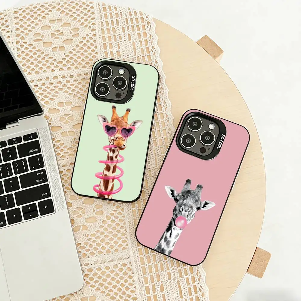 t-Towering Giraffe a-Art  Phone Case For iPhone 17,16,15,14,13,12,11 Plus,Pro Max,XS,Colored silver phone case