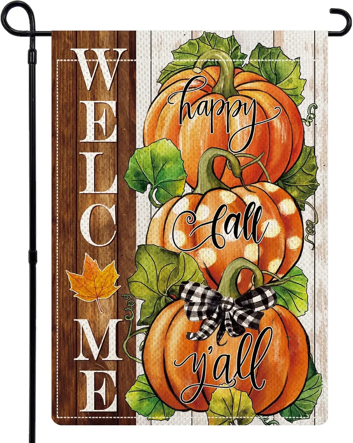 Happy Fall Yall Pumpkins Garden Flag 12x18 Inch Double Sided, Rustic Fall Harvest Thanksgiving Yard Flag, Burlap Autumn Pumpkin