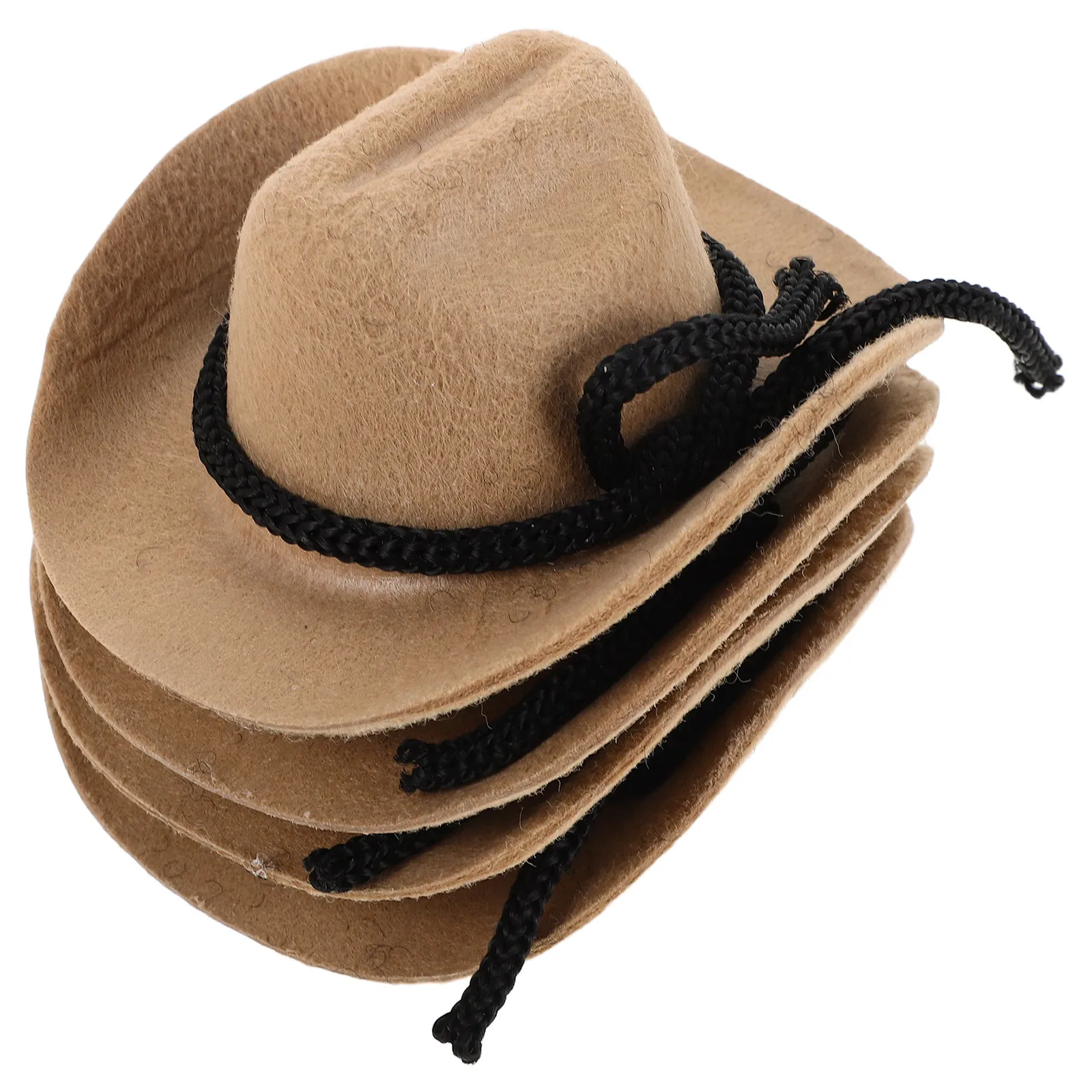 4 Piezas de Mini Sombreros de Vaquero, Accesorios Sencillos de Estilo Western para Niñas Vaqueras, 6.5cm, Color Caqui, Mini Sombreros Decorativos para Fiestas