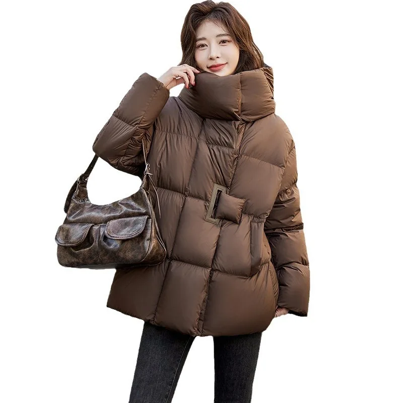 

Mid Long Slim Down Coats 2024 Winter New Loose Coats Fashion Women Overcoat Luxury High Quality Hooded White Duck Down Coats