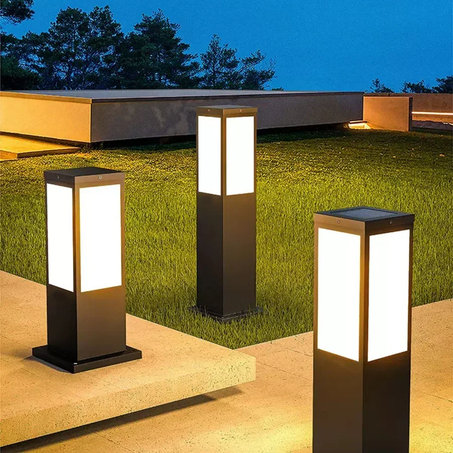 Imagem -02 - Thrisdar- Impermeável Led Lawn Luz ao ar Livre Jardim Post Luz Villa Paisagem Caminho Bollard Luz 60cm E27 Aço Inoxidável