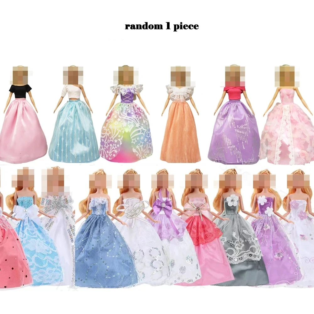 28 pcs Fashion Dolls Accessories random =1 Gown +3 Dress +2 Suit +2 Swimsuit +3 Glasses +10 Shoes +7 Hangers Clothes for Barbie