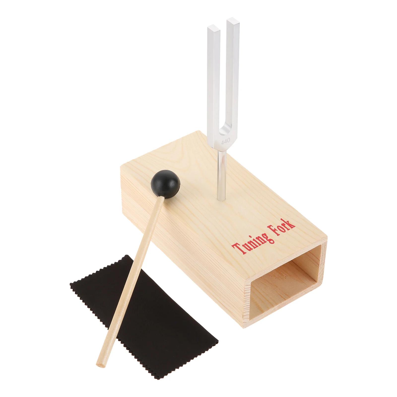 1set 440Hz Tuning Fork+Silicone Hammer Wooden box Cleaning Cloth Sound Therapy/DNA Repair Healing/ Musical Instrument/Vibration