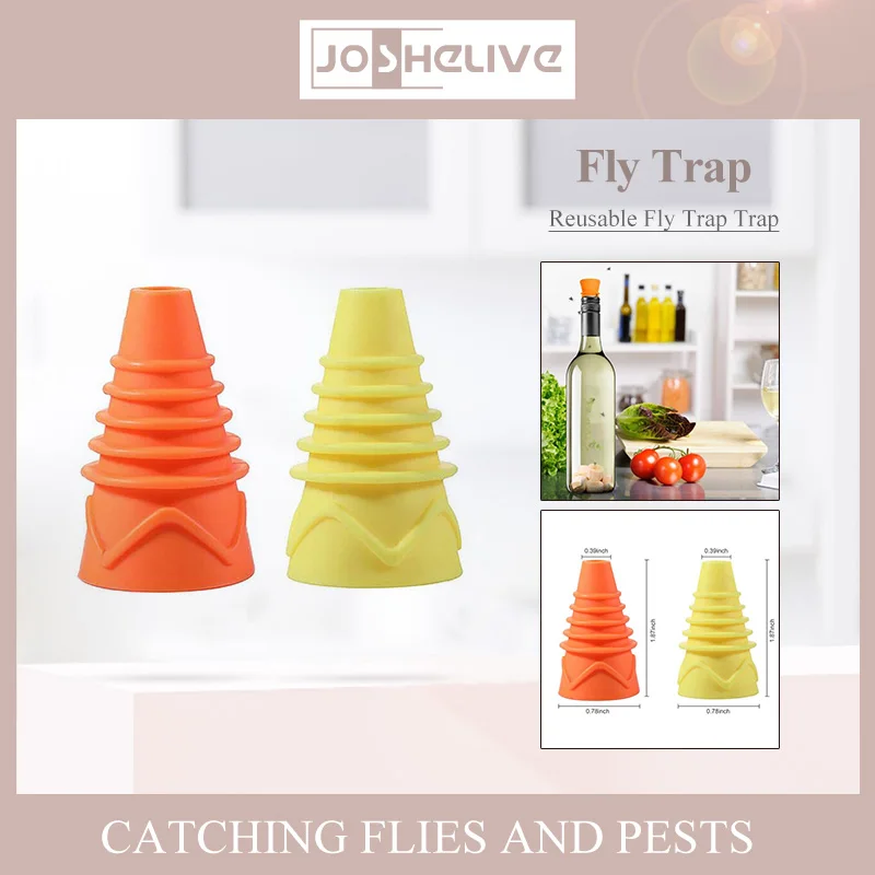 Flexible Flies Trap Funnel Reusable Silicone Pest Control Fruit Flies Catcher Killer Home Garden Kitchen Flytrap Fitting