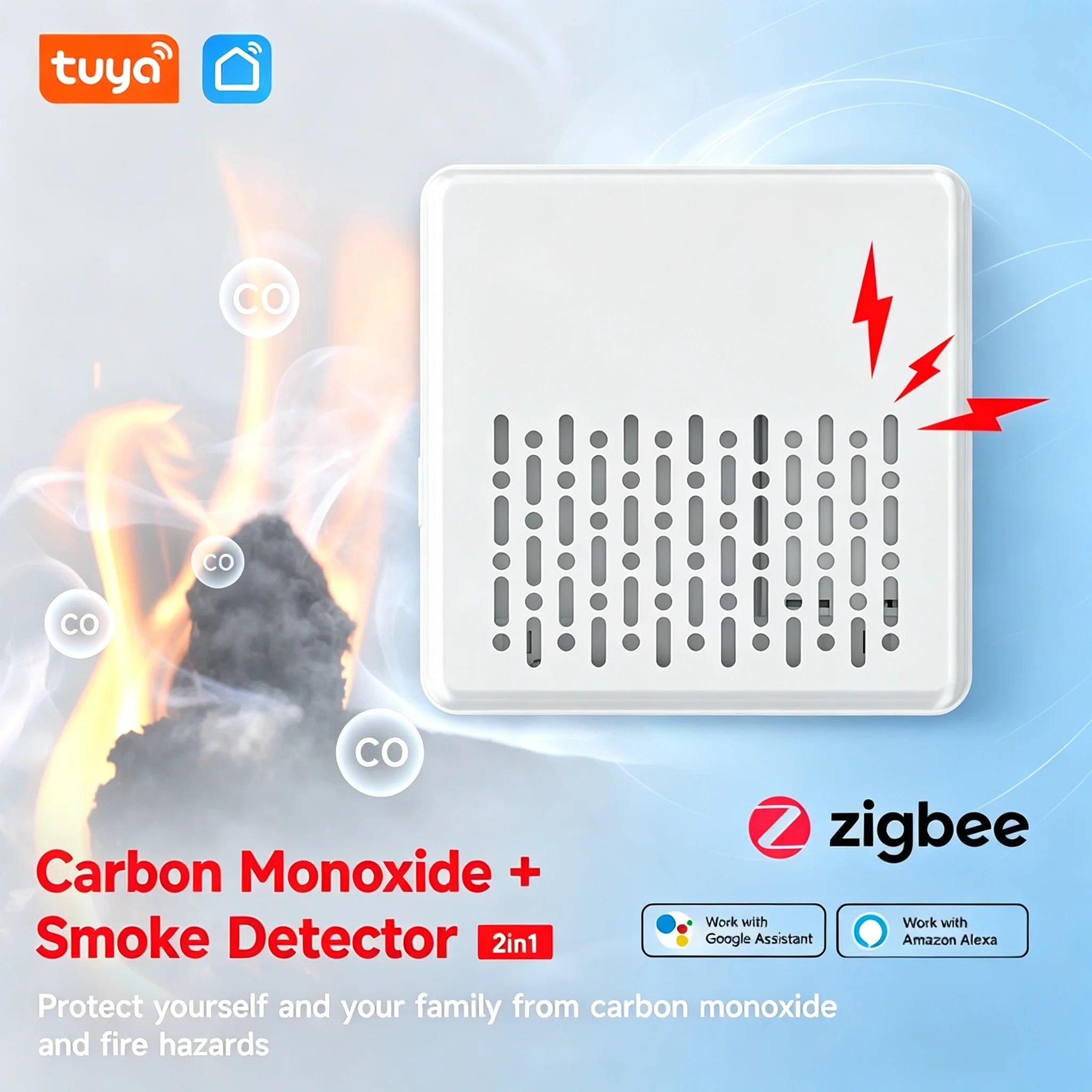 Smart Smoke Detector - Tuya 2 in 1 Zigbee Smoke