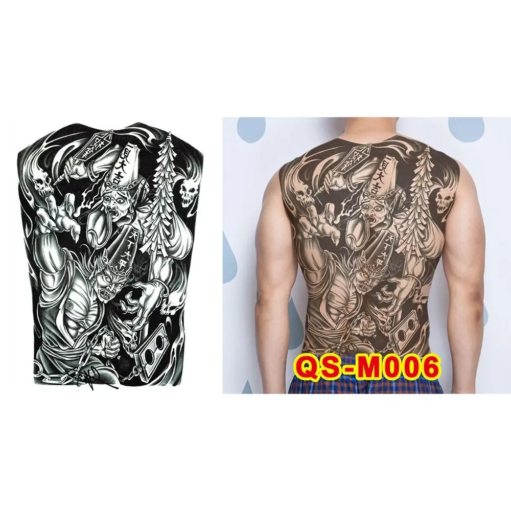 Water Transfer Printing Full Back Tattoo Sticker Buddha Pattern Angel Wings Cross Full Back Tattoo Patch Waterproof Long Lasting