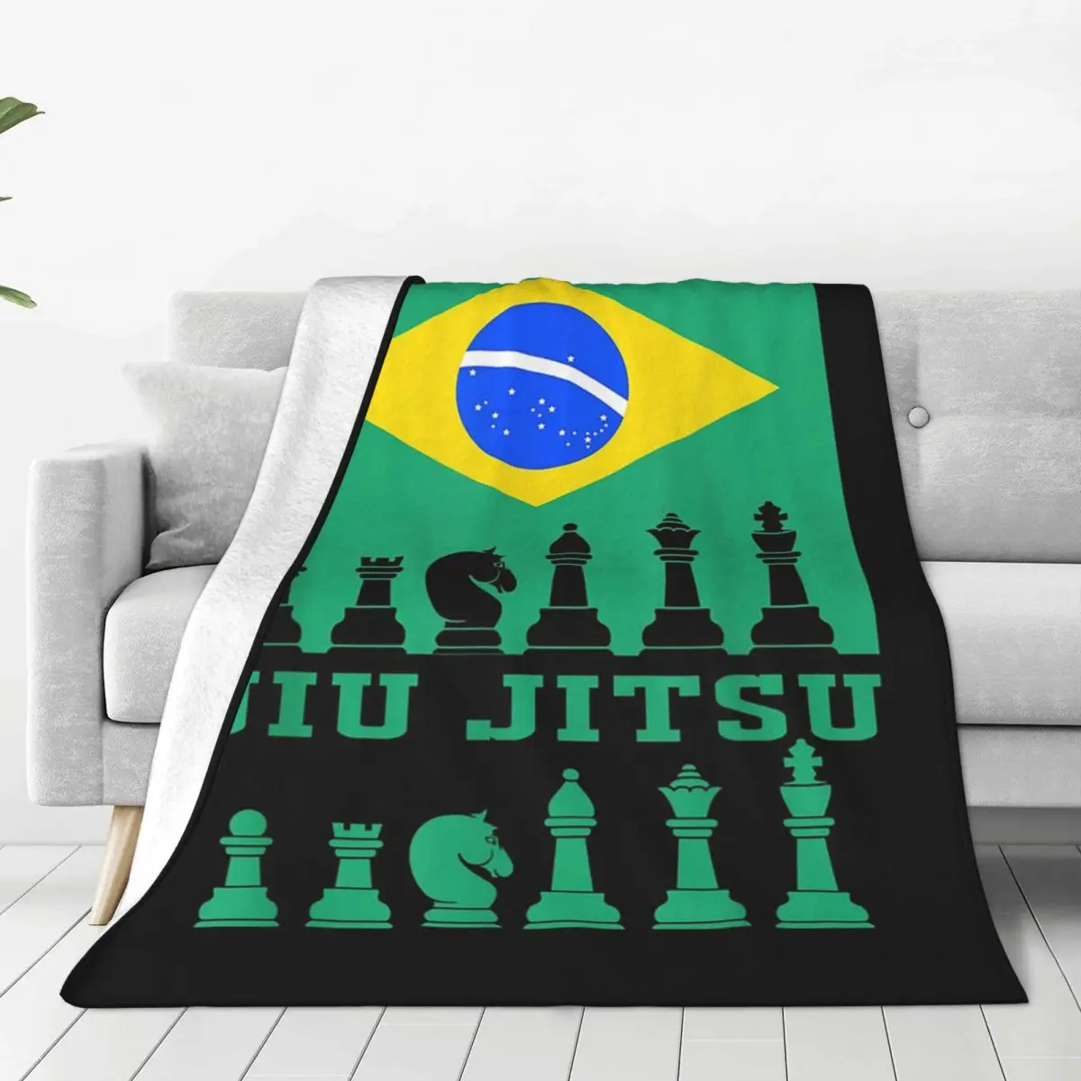 Brazilian Jiu Jitsu Flag Jiu Jitsu Chess Blanket Flannel Throw Blanket Cover for Bed Living room Picnic Travel Home Couch