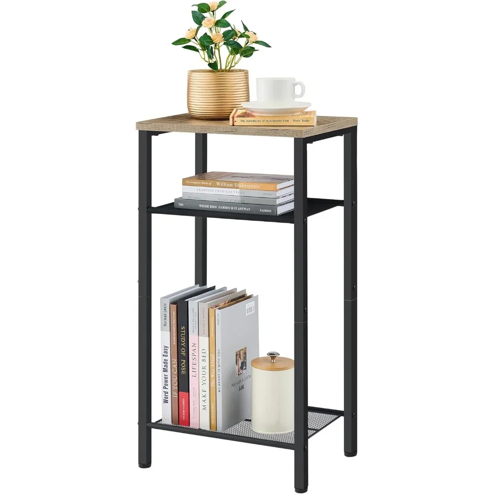 

3 Tier End Table, Telephone Table, Tall Side Table with Storage, Small Nightstand for Small Spaces, Metal Frame, For Living Roo