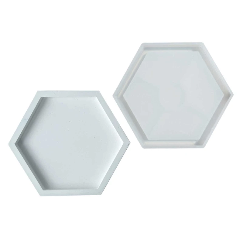 Y1UB 3Pcs Hexagonal Oval Round Molds Silicone Molds Diy Crystal Storage Tray Mold for Making Fruit Storage Plate