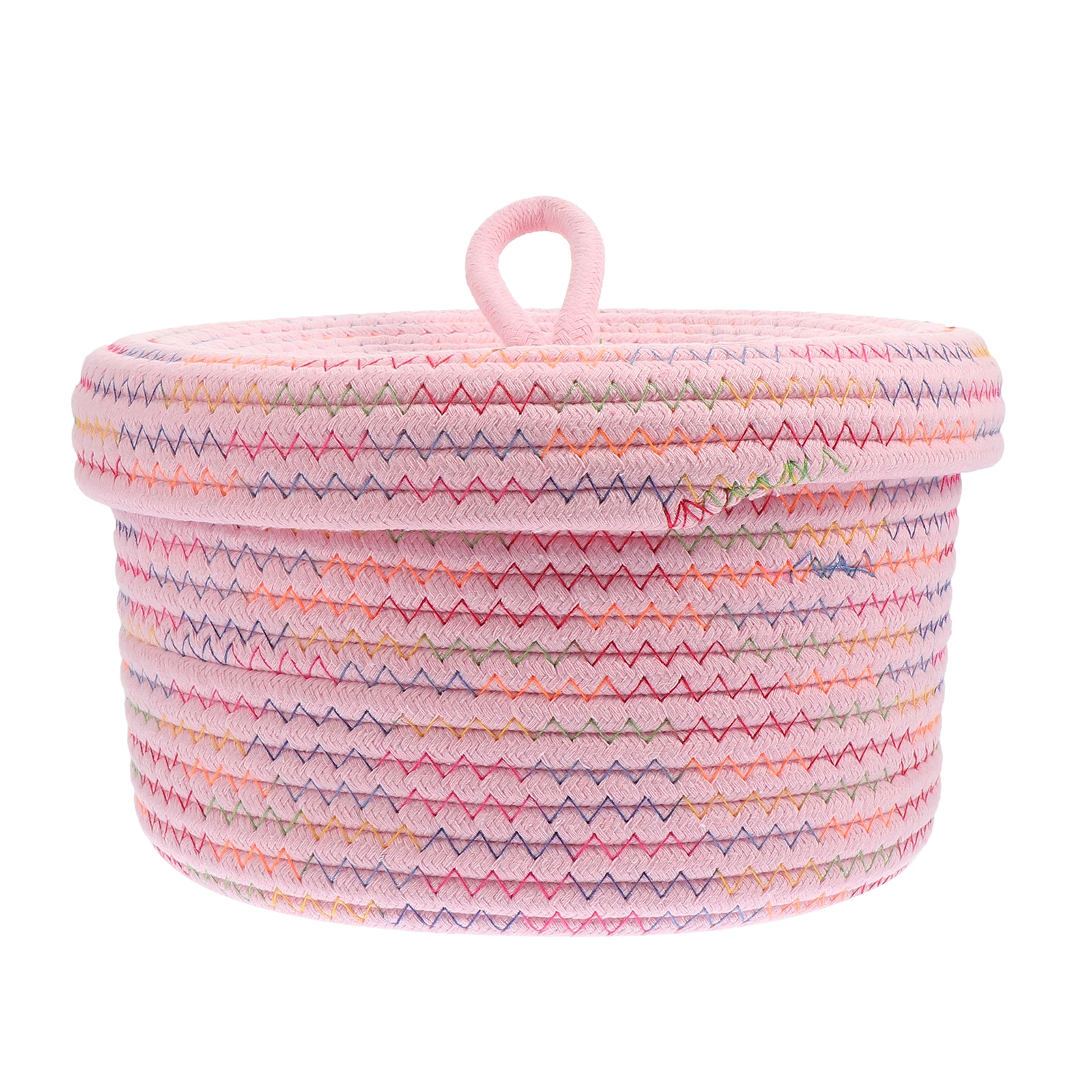 

1pc Round Woven Storage Cotton Rope Desktop Organizer Bedroom Household Table Cosmetics Sundry Holder Key Cotton Rope