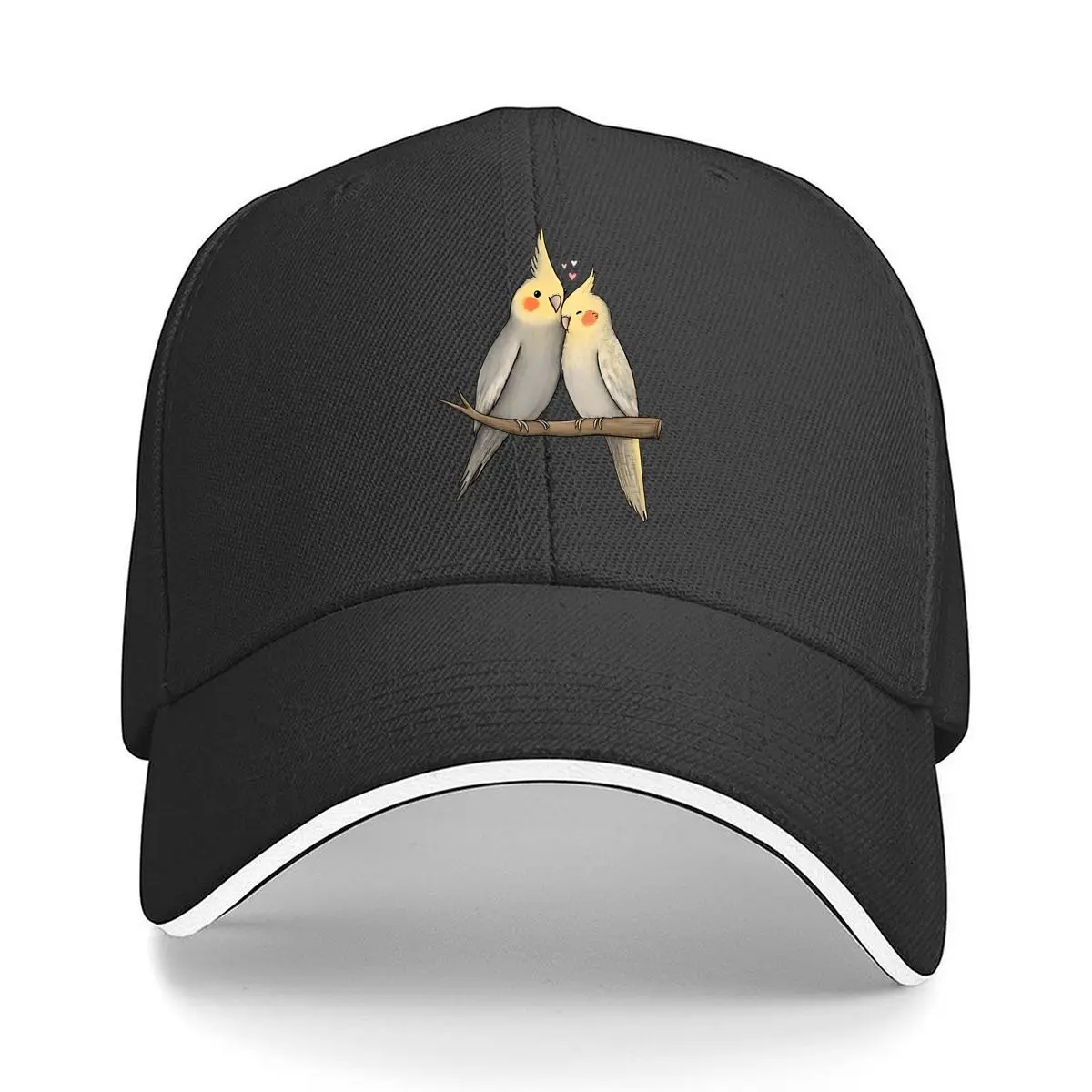 Cute Cockatiel Couple Love Birds Sandwich Baseball Cap