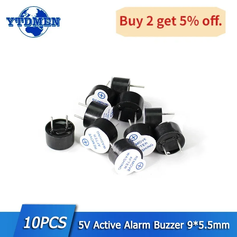 10PCS 5V Active Alarm Buzzer Beeper 9*5.5mm TMB09A05 Mini Active Piezo Buzzer Fit for Arduino Diy Electronic Buzzers 0905