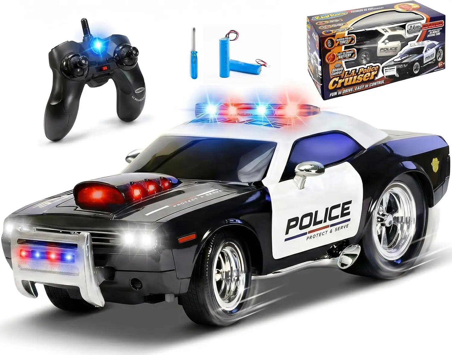 Remote Control Police Car, Rechargeable Toy with Lights and Siren for Kids, Hobby RC Car, Birthday Gift for Boys & Girls Ages 3-12 (3,4,5,6,7,8,9,10,11,12 Year Old)