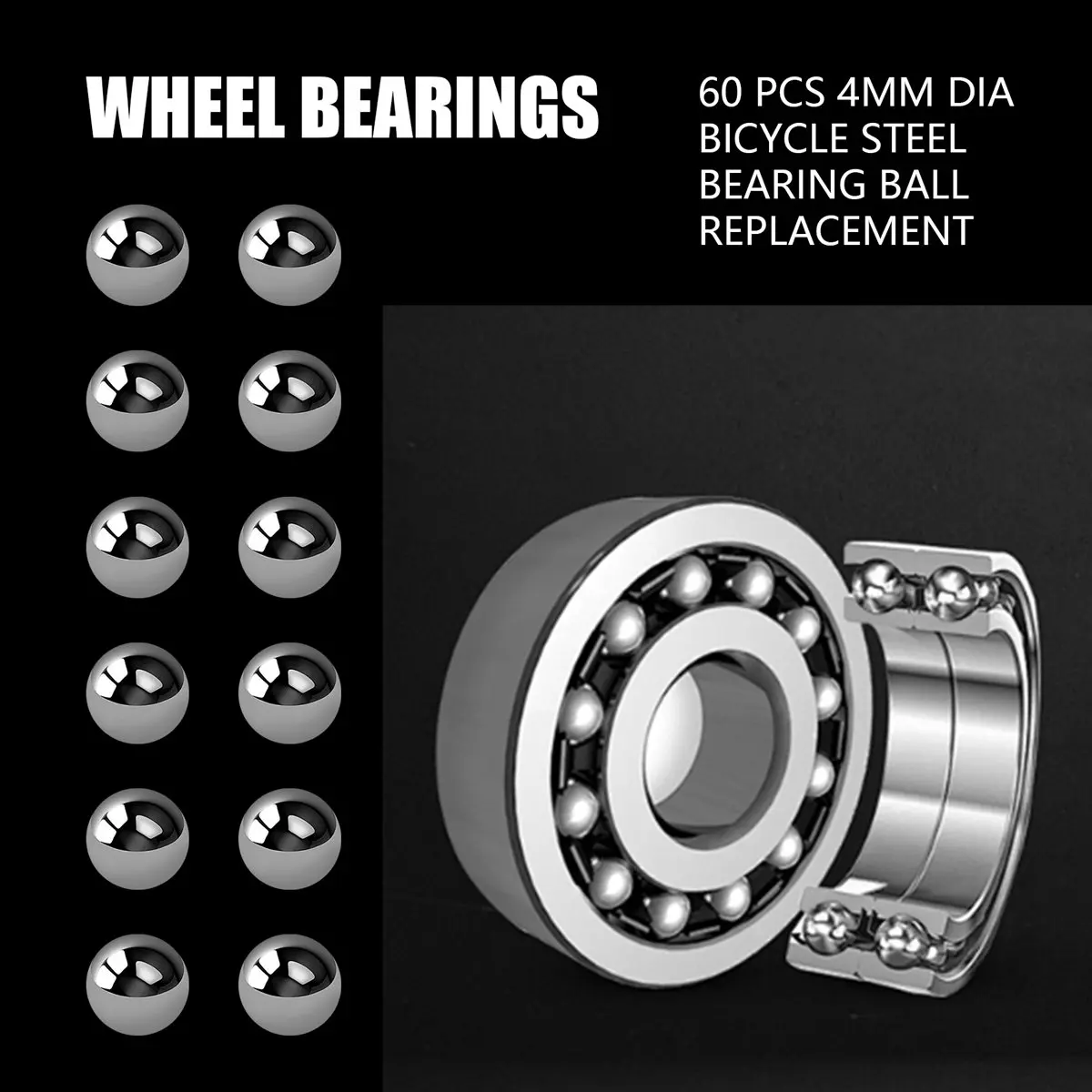 2026 B-est 60 Pcs 4mm Dia Bicycle Steel Bearing Ball Replacement