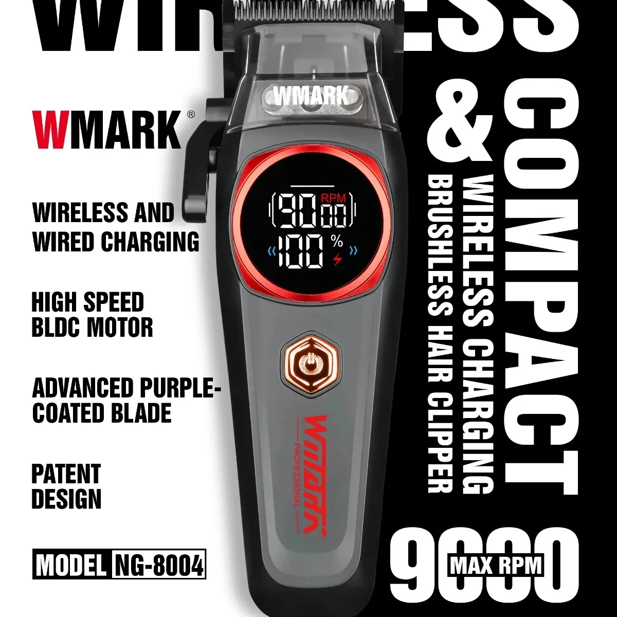 WMARK NG-8004 Rechargeable Hair Clipper for Men 9000 RPM