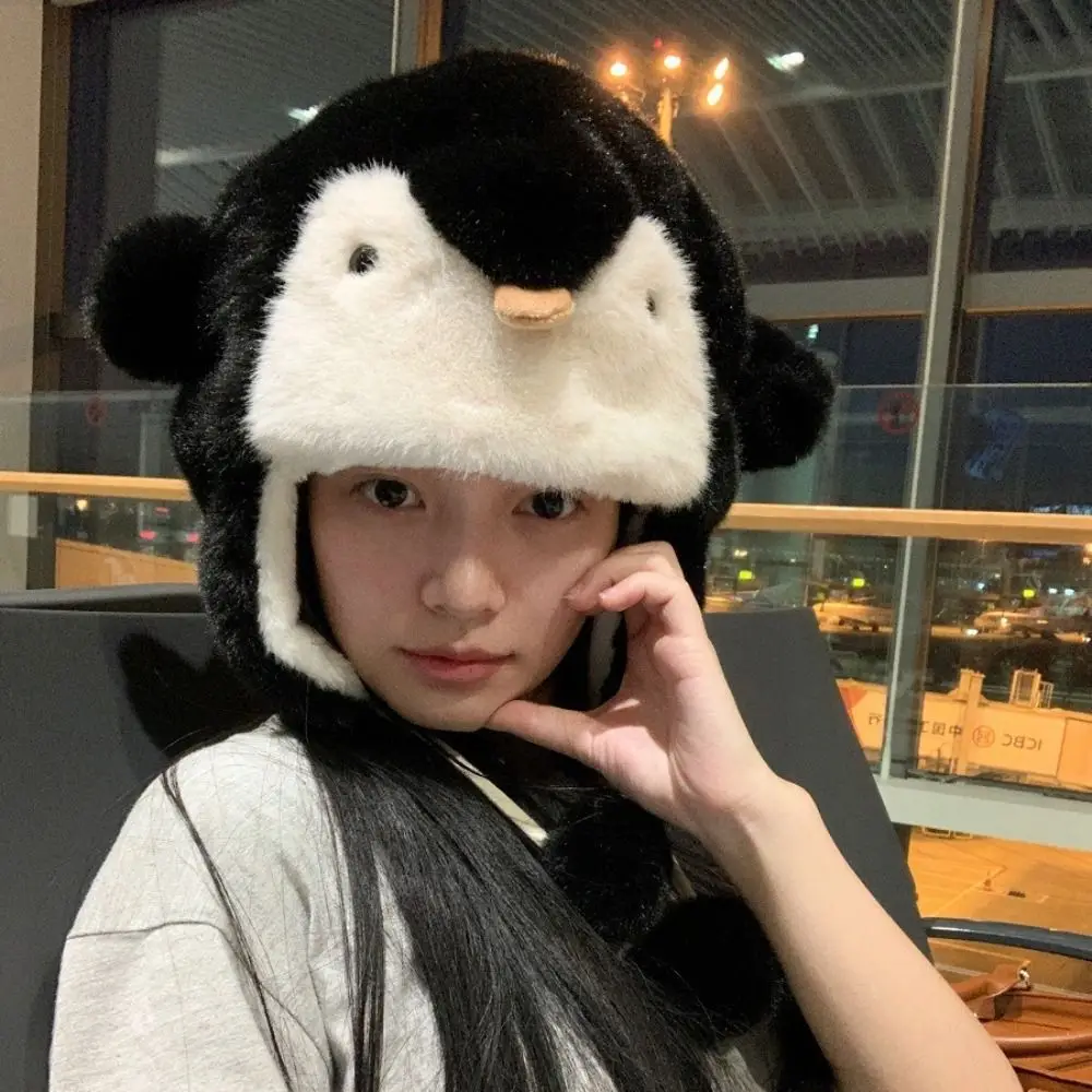 

Милая милая шапка-ушанка с пингвином, защита от холода, зимняя теплая шапка, утолщенные ветрозащитные шапочки, шапки для езды на велосипеде