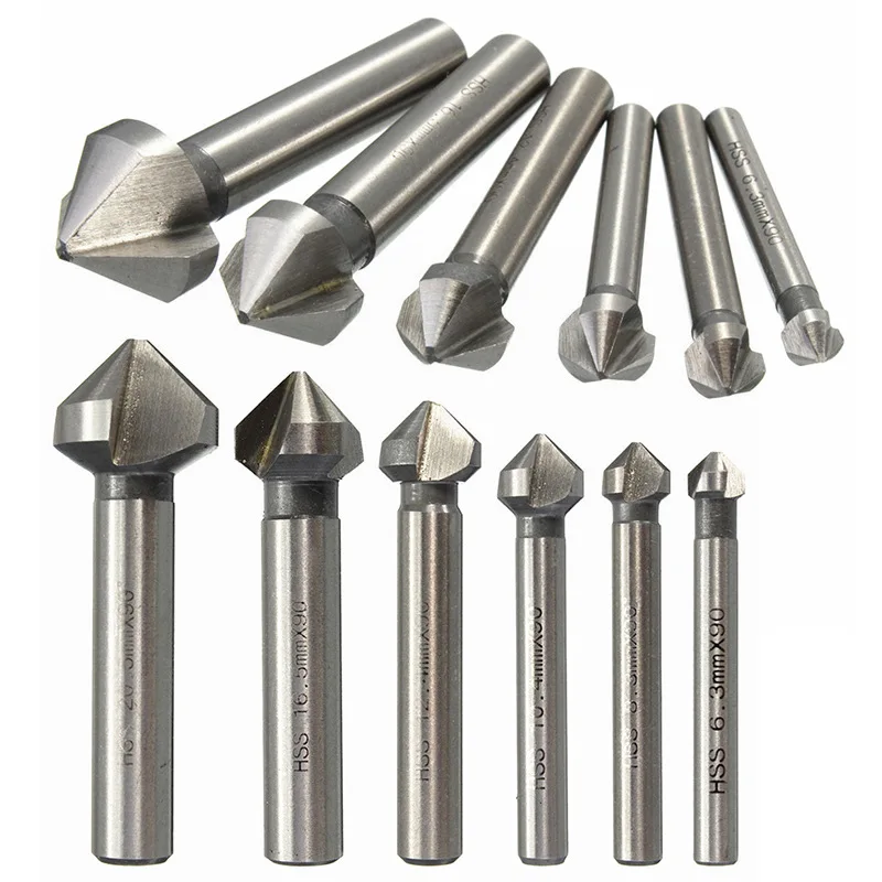 90 Degree Countersink HSS Chamfering Metal Milling Tool 1 3 Flute Cutter De-Durring Orifice Rose Cove Drill 60 120