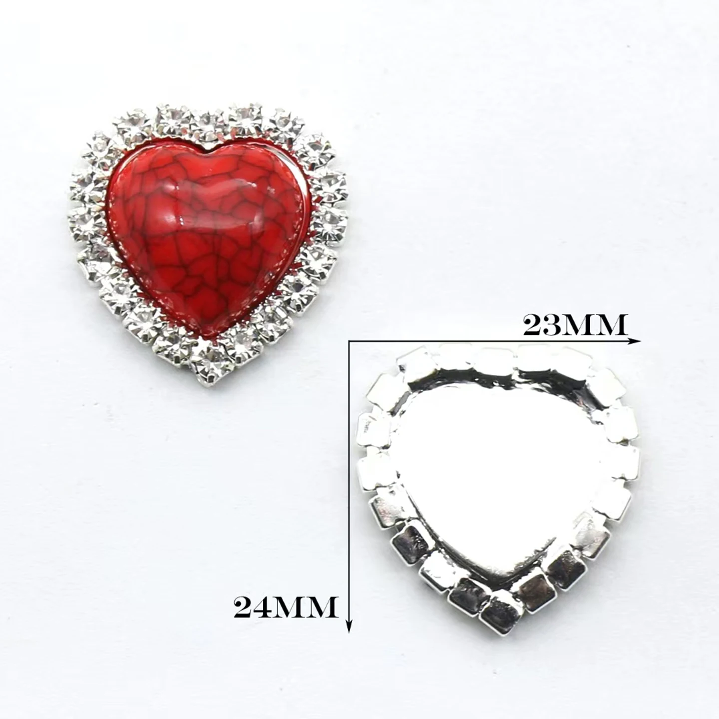 Heart Shaped Crystal Rhinestone Decoration Metal Shoe Flower DIY Accessories Multi-color Gemstone Hair Accessories Accessories